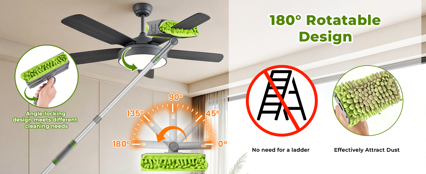 180° Rotatable Head and Effectively Attract Dust