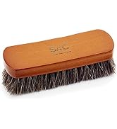 Premium Brown Horsehair Brush - Horsehair Shoe Brush for Cleaning, Polishing & Buffing Leather Sh...