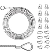 1/4 Stainless Steel Cable, PIUM 100Ft Wire Rope, 1/4" Aircraft Cable with 7x19 Strands and 6400lb...