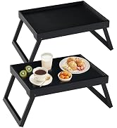 Bamboo Bed Tray Table with Folding Leg, Breakfast for Eating, Kitchen Serving, Food,Sofa, Snackin...