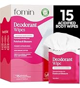 FOMIN Acidified Travel Deodorant Wipes For Women & Men - 15 Count - Patchouli Blossom - pH Balanc...
