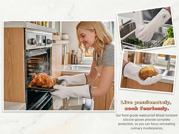 Food grade waterproof & heat resistant silicone gloves