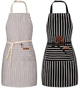 BeLuyi 2 Pack Adjustable Bib Apron with 2 Pockets Chef Cooking Kitchen Restaurant Aprons for Wome...