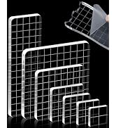 7 Pieces FIVEIZERO Acrylic Stamp Block, Assorted Sizes Clear Stamping Blocks Tools with Grid Line...
