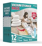 Space Saver Compression Bags, Vacuum Storage Bags for Clothing, Comforters, Blankets, Vacuum Seal...