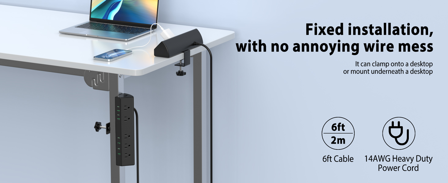 Desk Clamp Power Strip
