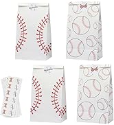 SAYAYA 48 Pcs Baseball Gift Bags Baseball Candy Treat Party Bags Baseball Goodie Snack Bags Baseb...
