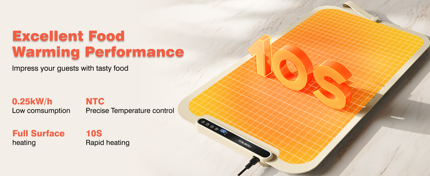 iTRUSOU Silicone Warming Mat for Food full surface heating