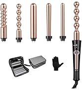 USHOW Curling Iron, Curling Wand Set, 24k Gold Instant Heat Up Hair Curler with Interchangeable T...
