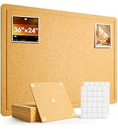 Woovio Bulletin Board, 36 x 24 inches Cork Board Alternative, 6 Pack Felt Pin Boards for Walls Ho...