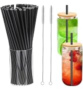 Dakoufish 8.5 Inch Replacement Straws for 16oz 20oz Glass Cups And Tumblers,100 Pcs Reusble Black...