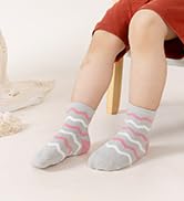 AMENLAN Baby Girls Grips Socks Kids Anti Skid Toddler Infants Non Slip Cotton Crew Socks 12 Pairs