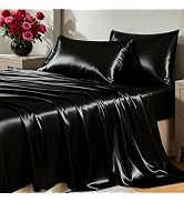 CozyLux Satin Sheets Queen Size Bed Set - Silky Soft Bedding Similar to Silk, 4 Piece Sheet Set f...