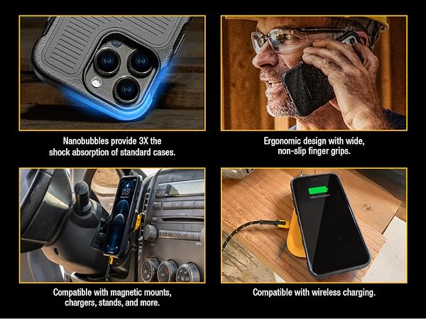 Dewalt Magnetic Case is ergonomic, shock absorbing and compatible with wireless charging