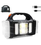 GEEBONFLUGENS Solar Handheld Flashlight, 4 Lighting Modes Rechargeable LED Work Light, USB-C & So...