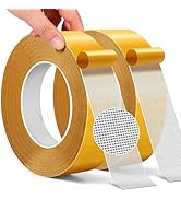 Double Sided Fabric Tape Multifunctional Heavy Duty, 2 Rolls 1" x 66FT Heavy Duty Carpet Tape wit...