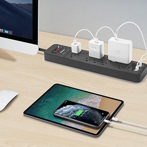 12 outlets power strip with 2 USB-A shared 2.4A