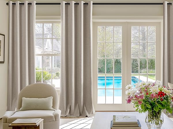 100% Linen blackout curtains for living room