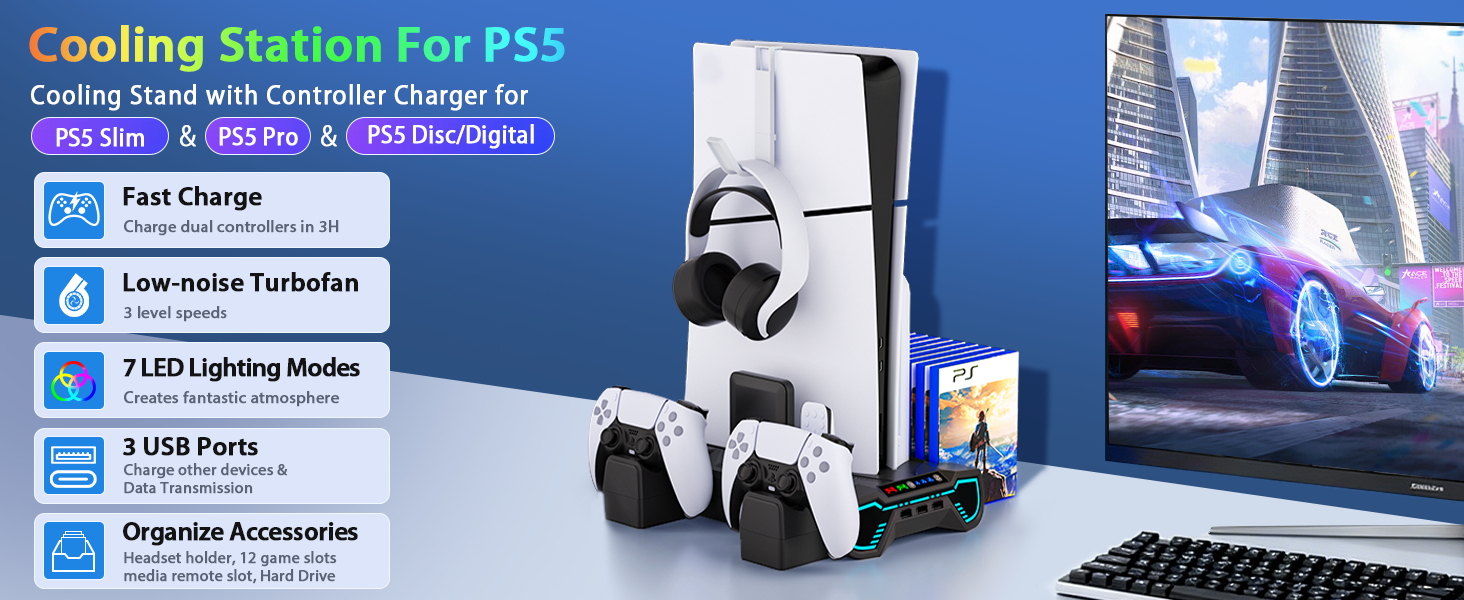 ps5 stand with cooling fan ps5 cooling station with cooling fan