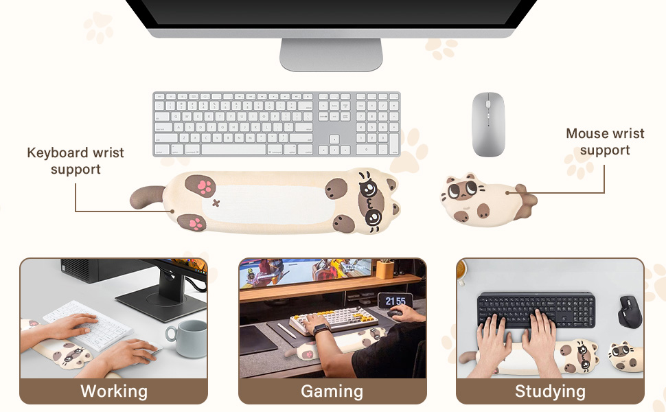 Cat Keyboard Wrist Rest set