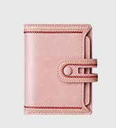 Small Wallet for Women Leather RFID Blocking Credit Card Holder with Zipper Coin Pocket Pink