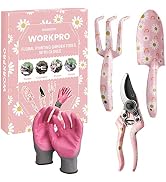 WORKPRO Aluminum Garden Tool Set, 4PCS Heavy Duty Gardening Tools with Box Include Trowel, Rake, ...