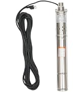 Deep Well Pump 115 V 0.75 KW 1 HP 11 GPM Flow 334.65 ft Lift Stainless Steel Submersible Pump 1” ...