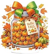 Eiflow Desktop Diamond Art Table Top Kit for Adults Fall Pumpkins, DIY Tabletop Diamond Art Paint...