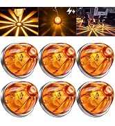 6PCS Amber Watermelon Lights for Semi Truck Trailer, Dual Mode Steady & Strobe Cab Marker Roof Cl...