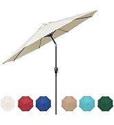 HealSmart 9ft Patio Push Button Tilt/Crank, Outdoor Table Market Yard Umbrella with 8 Sturdy Ribs...