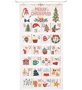 Naler 24 Pockets Christmas Advent Calendar 2024, Christmas Hanging Countdown Calendar to Fill, 50...
