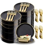 Festiva 400Pcs Black Gold Dessert Plates 6.3
