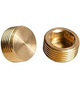 Quickun Brass Fitting 1" Brass Hex Plug Pipe Fitting, Internal Hex Thread Socket Plug ( Pack of 2 )