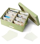 Hiwhy Linen Photo Storage Box with Adjustable Hook and Loop Dividers, Holds 1700 4"x6" Photos, Co...