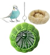 Apatal Rattan Birds Nest for Cage Hanging Parakeet House Chewproof Parrot Breeding Bed Small Budg...