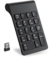 cimetech Wireless Numeric Keypad, 2.4G Portable Wireless Number Pad with USB Receiver, 18-Key Min...