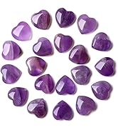 YATOJUZI 20PCS Amethyst Heart Healing Crystals Natural Amethyst Crystal Set Purple Love Stones Po...