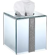 Sumnacon Crystal Square Tissue Box Cover - Decorative Glass Cube Tissue Box Holder, Stylish Mirro...