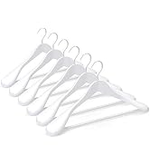 TOPIA HANGER White Wooden Coat Hanger 6 Pack, Wood Suit Hangers,Glossy Finish with Extra-Wide Sho...
