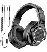 New Bee Wired Over Ear Headphones, Studio Headphones with 50mm Drivers and 6.35mm & 3.5mm Jack DJ...