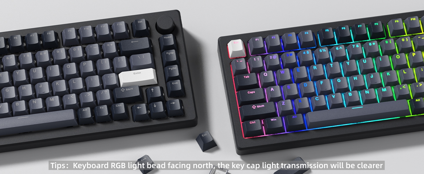 Shine Through Keycaps, PBT Keycaps 60 65 75 100 Percent Cherry Profile Custom Key caps Set