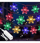 Lakumu Christmas Decorations Lights, 20FT 40 LED Snowflake String Lights Battery Operated with 8 ...