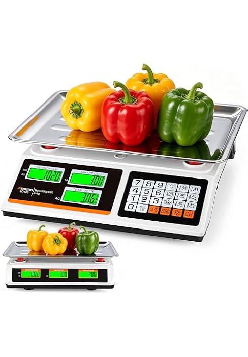Atogou 1g Resolution Price Computing Scale with Dual-Sided Display, 88lb Commercial Food Kitchen ...