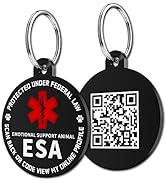 MYLUCKYTAG QR Code ESA Emotional Support Dog ID Tag - Pet Online Profile - Scan QR Receive Instan...