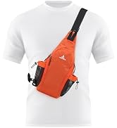 Peicees Small Sling Bag with 2 Bottle Holders, Sling Backpack Crossbody Bag Chest Daypack for Dai...