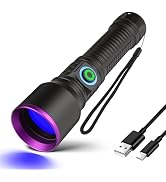 365nm UV Flashlight Black Light Rechargeable, Powerful Blacklight Flashlights, Portable UV Light ...