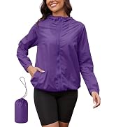 PITINAN Rain Jacket Women Lightweight Waterproof Windbreaker Jacket Hooded Packable Rain Coats fo...