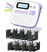 Label Maker Bundle 8PK White and Clear Tapes, D210S Label Maker Waterproof-Labels, Portable Label...
