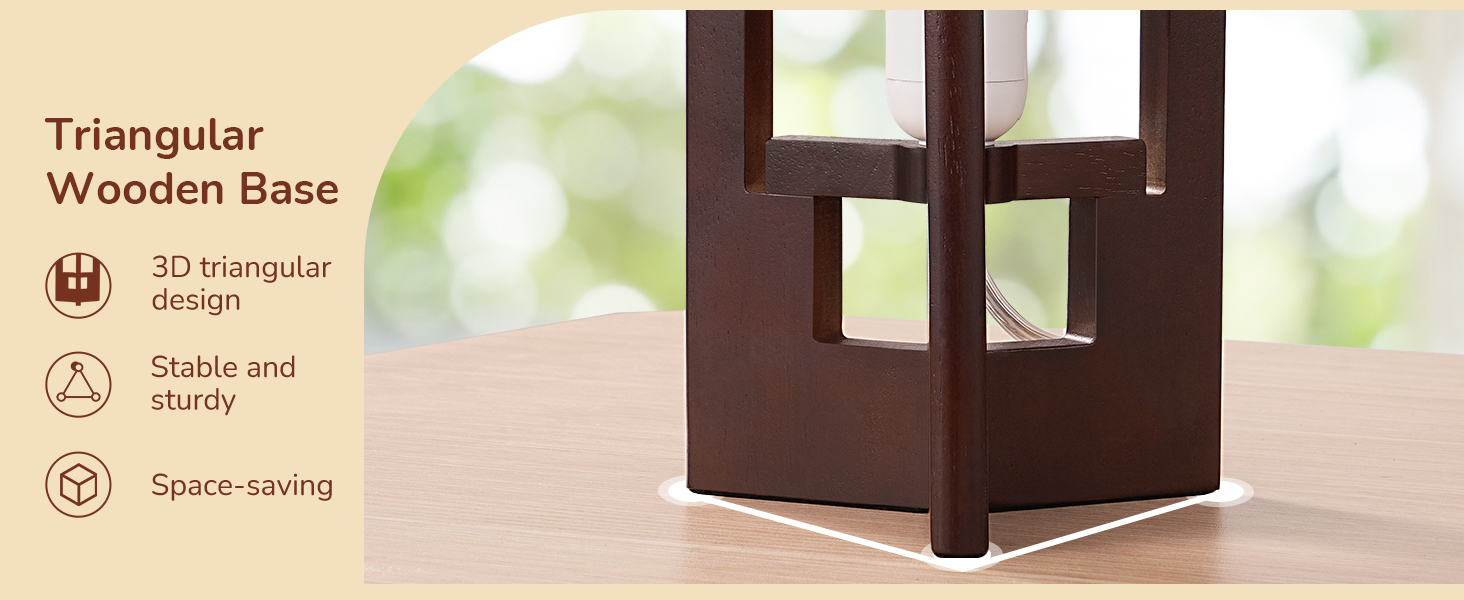 Triangular Wooden Base Table Lamp