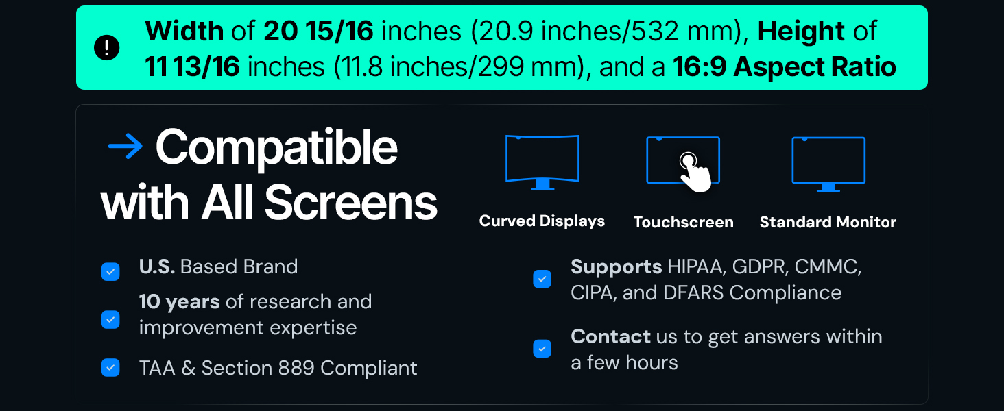 24 Inch Computer Privacy Screen Filter Widescreen Monitor Anti-Glare Anti-Scratch Protector Film